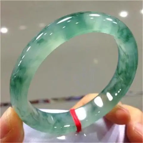 Elegant Light Green Jadeite Bracelet Handcarved Natural Charm Bangle for Women and Men