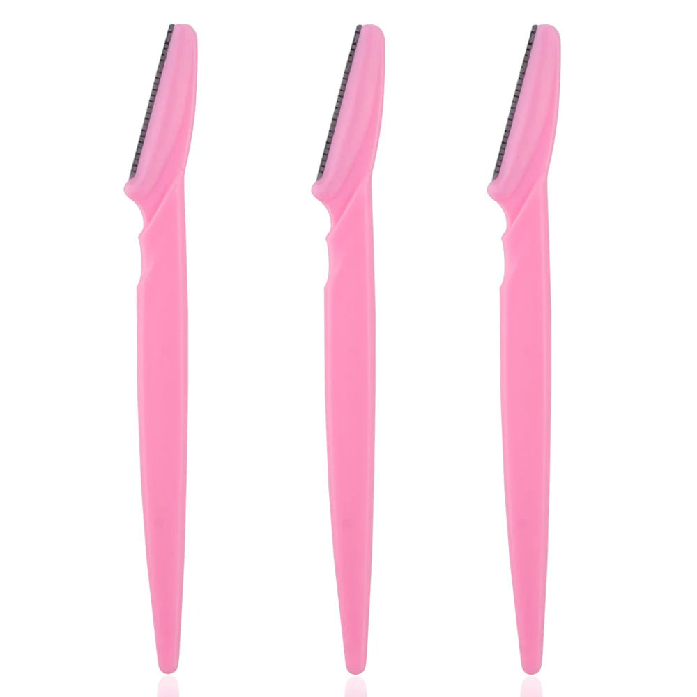 Portable 3/4/10Pcs Eyebrow Trimmer Face Blade Shaver Tools 3pcs Pink