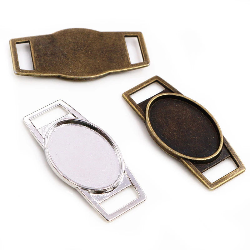 Antique Finish Cameo Cabochon Bracelet Setting Trays in Gold Silver Bronze and Rhodium 10 Pack