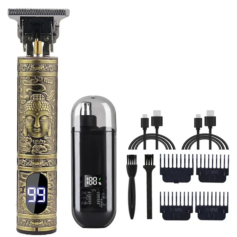 Vintage T9 Precision Hair Clipper with USB Charging and Portable Shaving Function