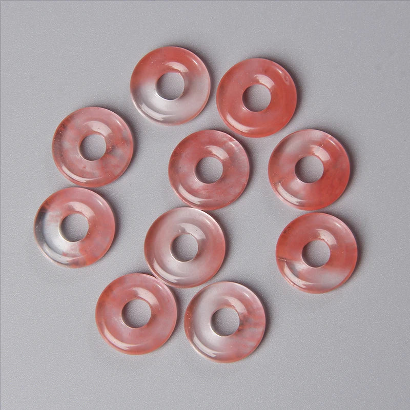 Elegant Labradorite Jade Agate Donut Beads Set for Jewelry Crafting 18mm 5pcs