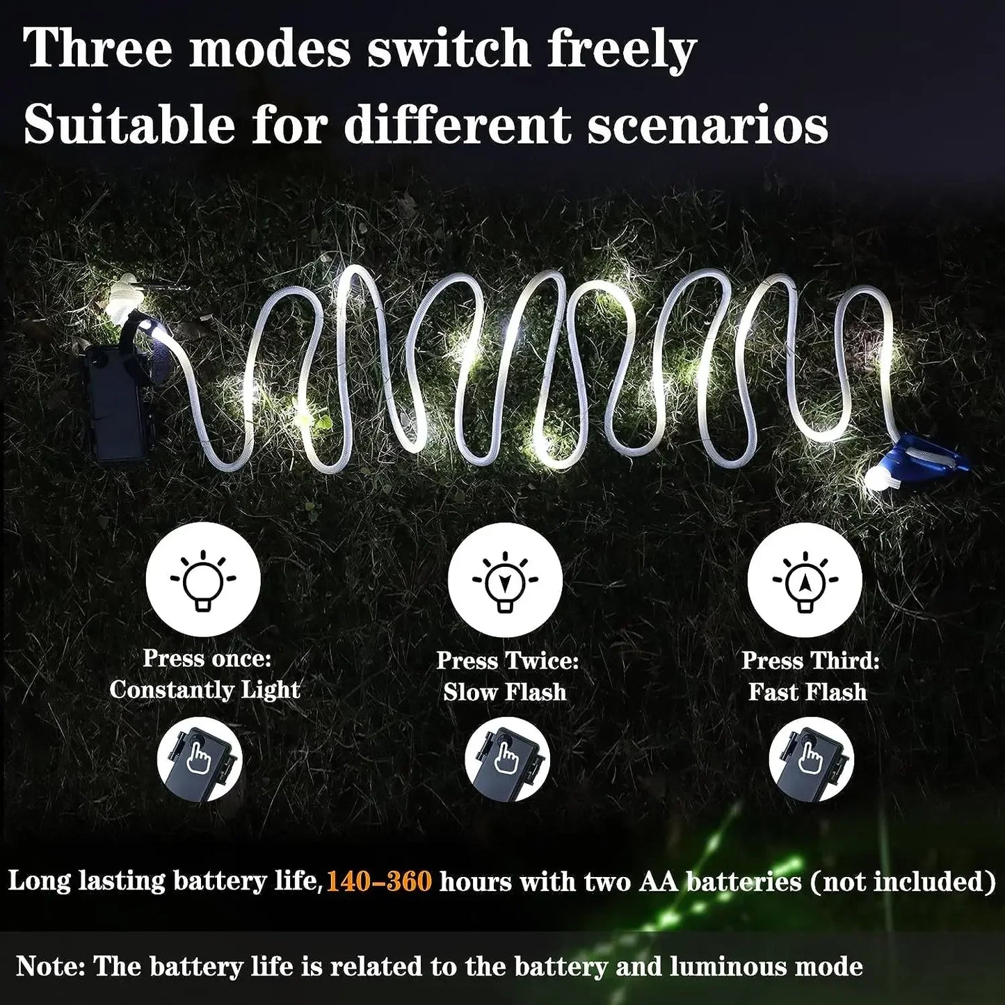 Camping Tent Rope Light Outdoor LED Waterproof 6mm Straps