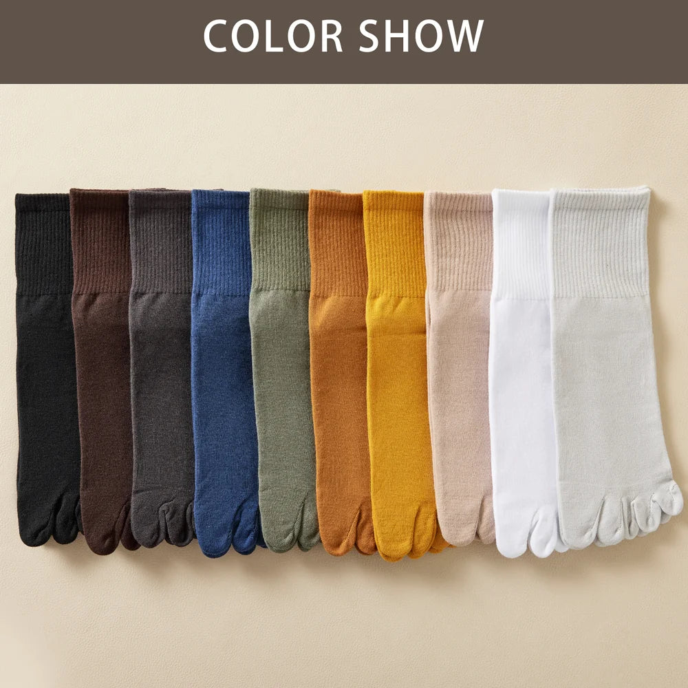 Mens Split Toe Cotton Crew Socks Moisture Wicking Freshness