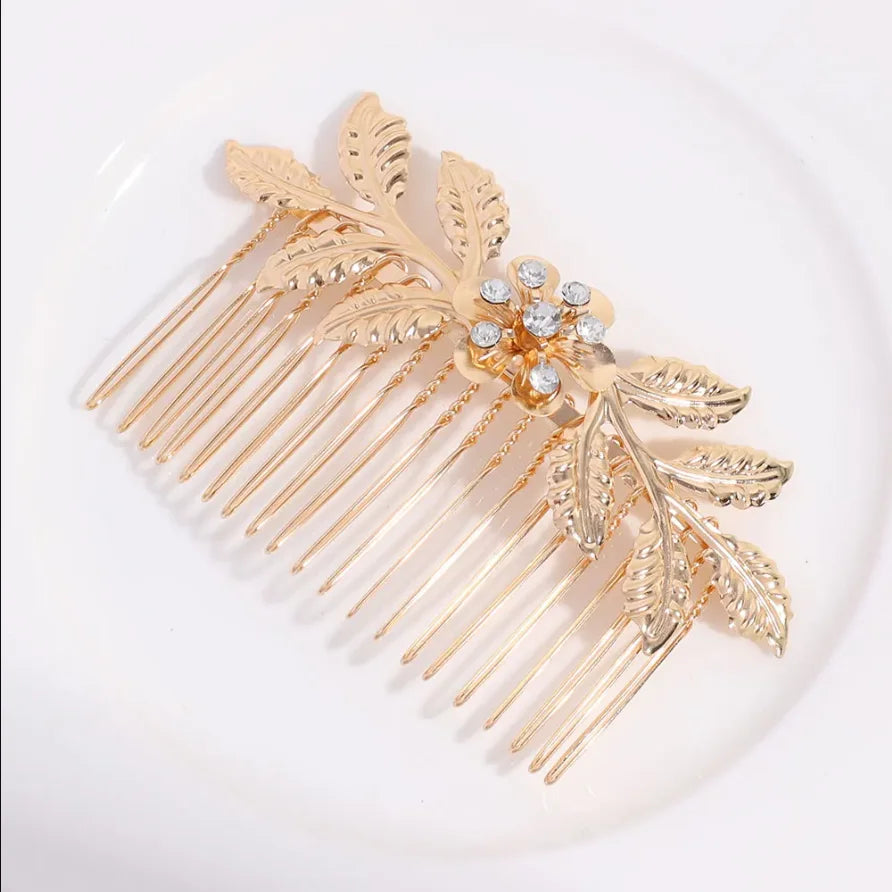 Bridal Crystal Hair Comb - Elegant Hair Clips & Pins for Brides Gold-2