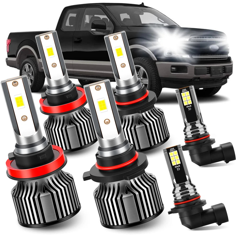High Brightness 6000K White LED Fog Light Bulbs Combo Pack for 2015-2023 Ford F150 Plug-and-Play Replacement 300 Percent Brighter Pack of 6
