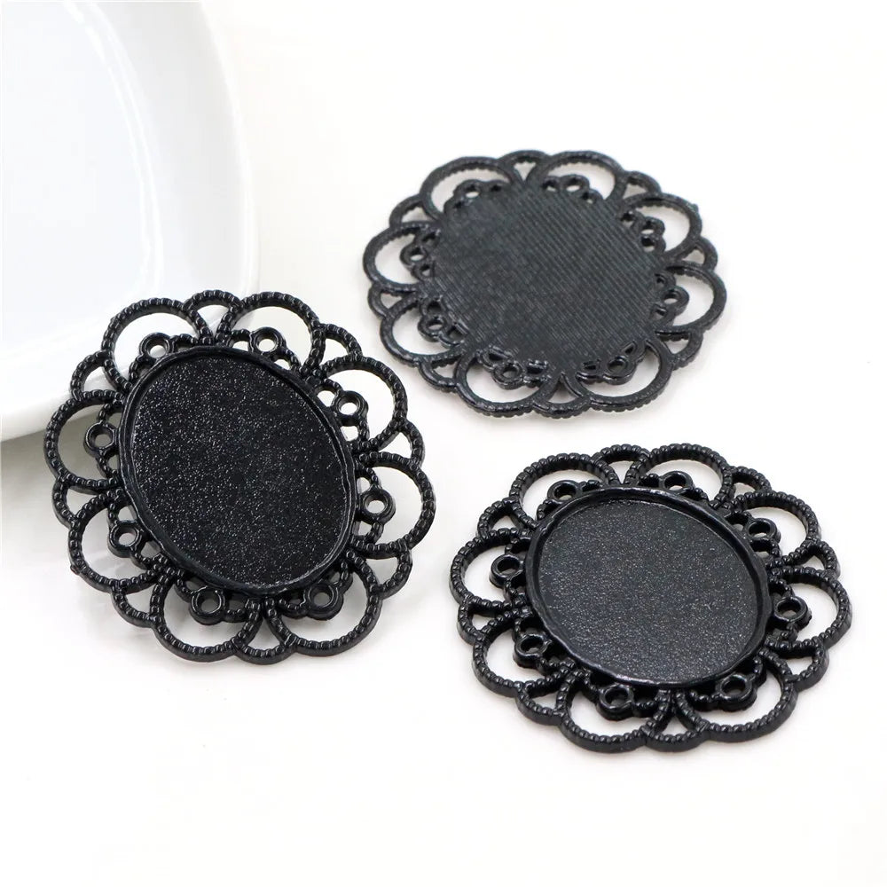 Antique Finish Cameo Cabochon Bracelet Setting Trays in Gold Silver Bronze and Rhodium 10 Pack