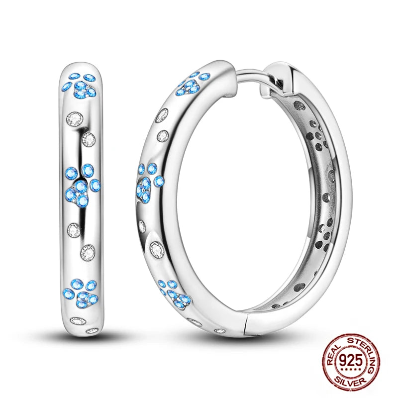 Blue Zircon 925 Sterling Silver Hoop Earrings Star Moon Butterfly Jewelry LTE271