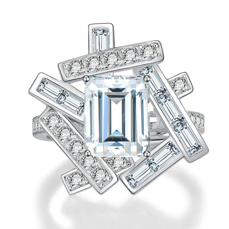 Huitan Irregular Shaped Women's Ring with Sparkling Cubic Zirconia for Hip Hop Party Fashion Accessories