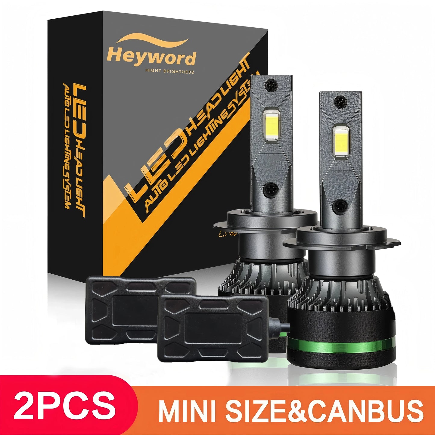 2PCS Ultra Bright Copper Tube LED Headlights 120W 6000K