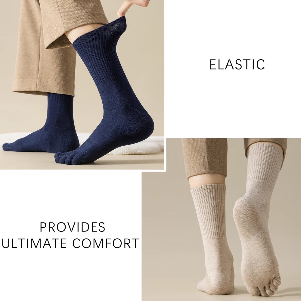 Mens Wool Five Finger Toe Socks Breathable Business