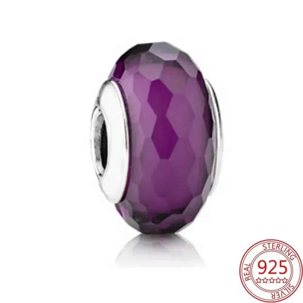 925 Sterling Silver Purple Star Animal Heart Flower Charms Beads for DIY Necklace and Bracelet Jewelry Gift
