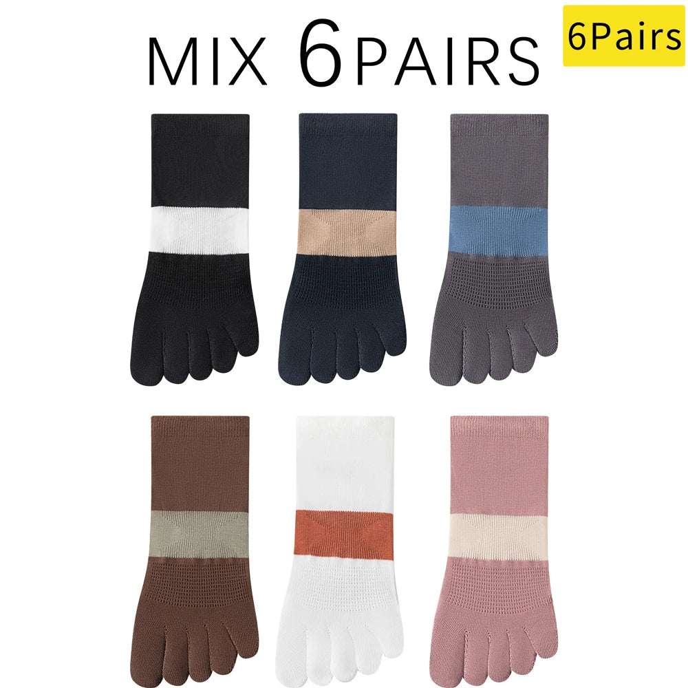 6 Pairs Women's Split Toe Yoga Socks Breathable Grip