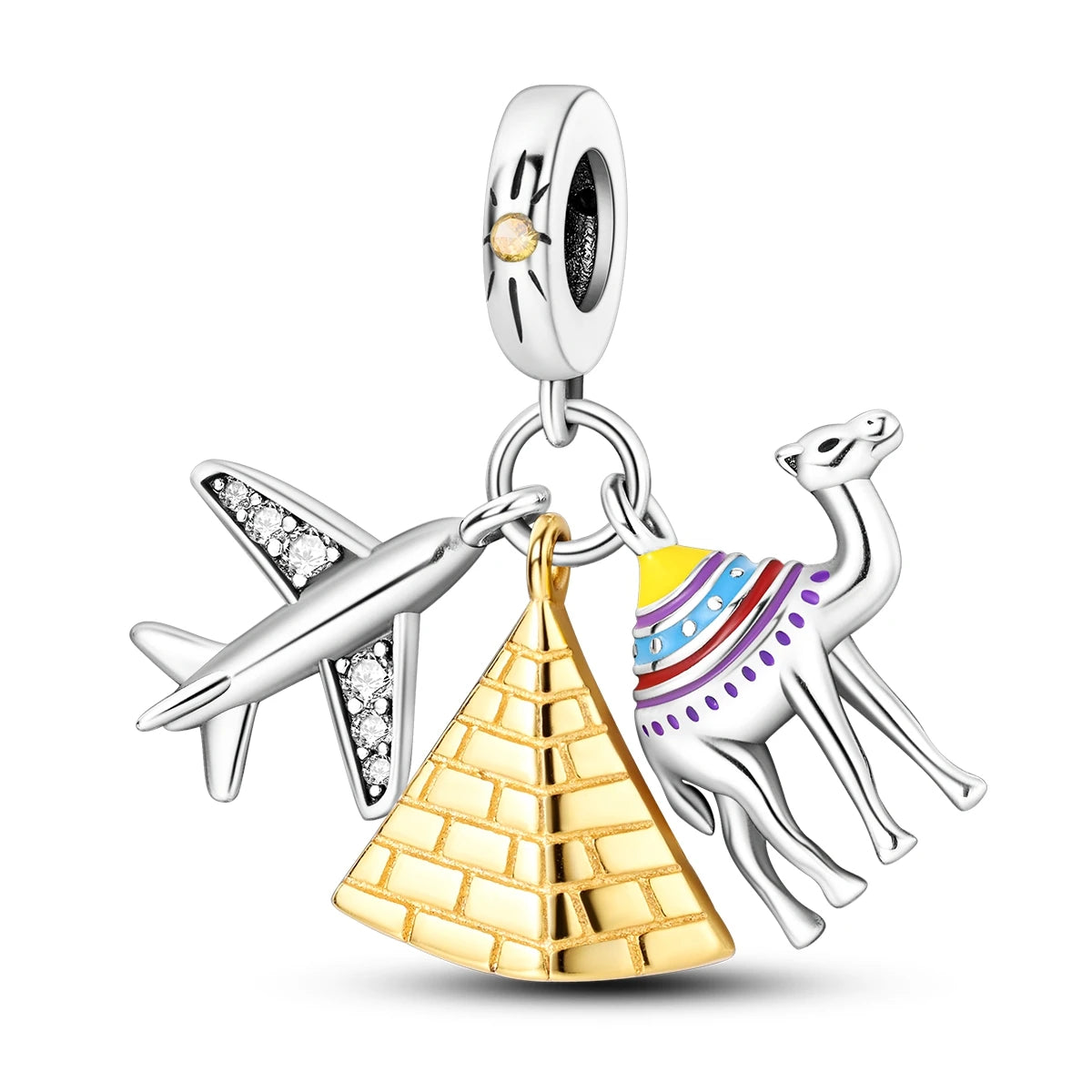 925 Silver Paris Plane Travel Charms for Bracelet Jewelry KTC873