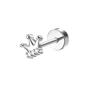 Drperfect 18G Stainless Steel Cartilage Earrings for Women Flat Back Stud Jewelry Set