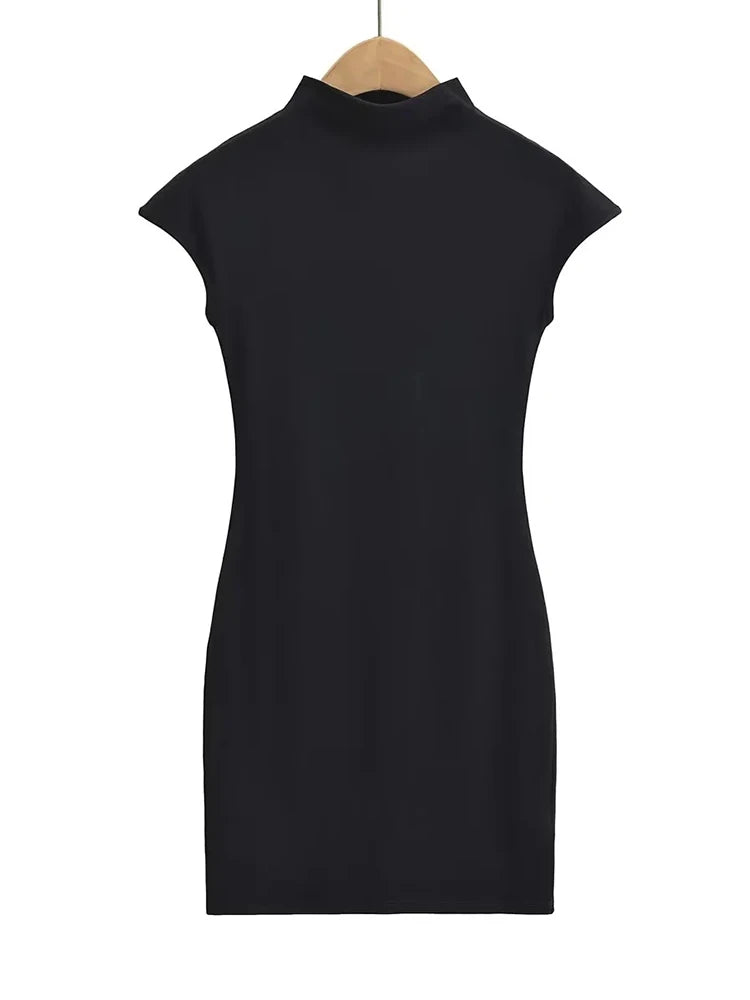 Knit Mini Dress for Women Short Sleeve Pink Bodycon Vintage