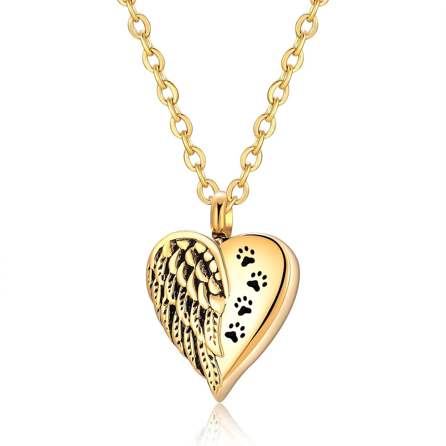 Customized Stainless Steel Angel Wing Heart Urn Necklace Memorial Keepsake Jewelry