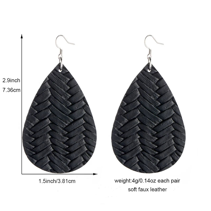 Elegant Faux Leather Teardrop Earrings for Women Lightweight Dangle Fashion Jewelry