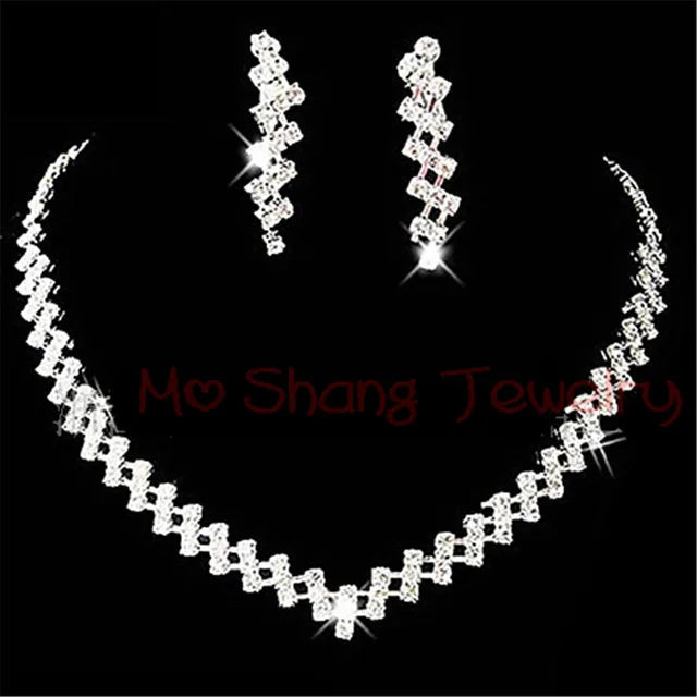 Luxury Crystal Bridal Jewelry Set with African Beads and Rhinestone Necklace and Earrings for Engagement Party Gift