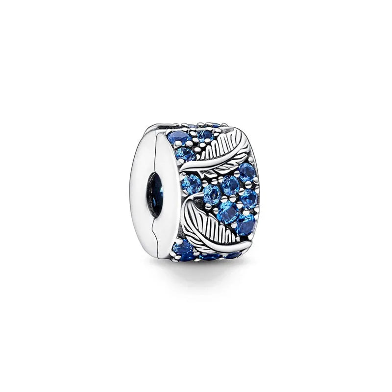 European Mother's Day Love Heart Spring Blue Pendant Bead Charm Jewelry for Women