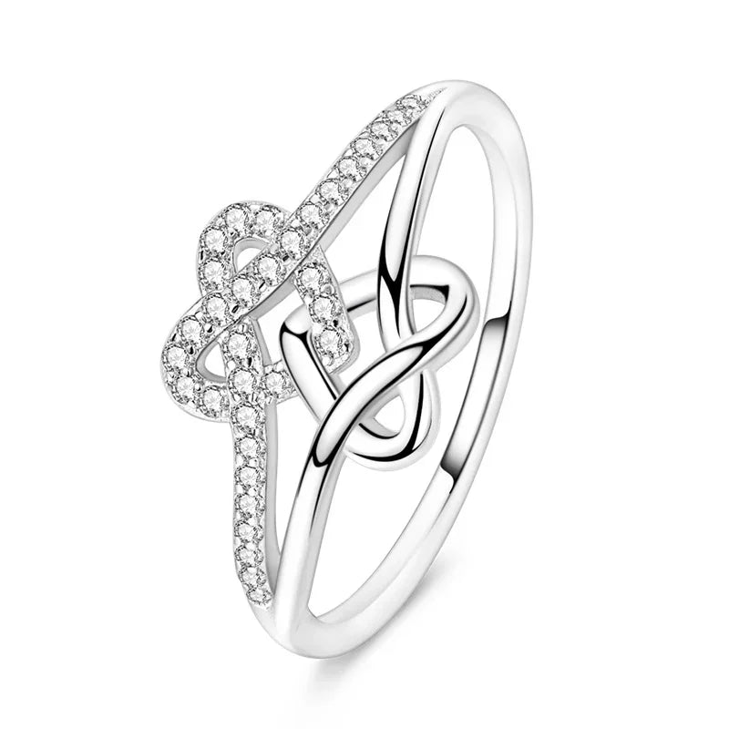 925 Silver Bow Ring with Zircon Bee Design for Women Mothers Day Gift Classic Fashion Jewelry Anniversary Birthday DIY Present for Mom