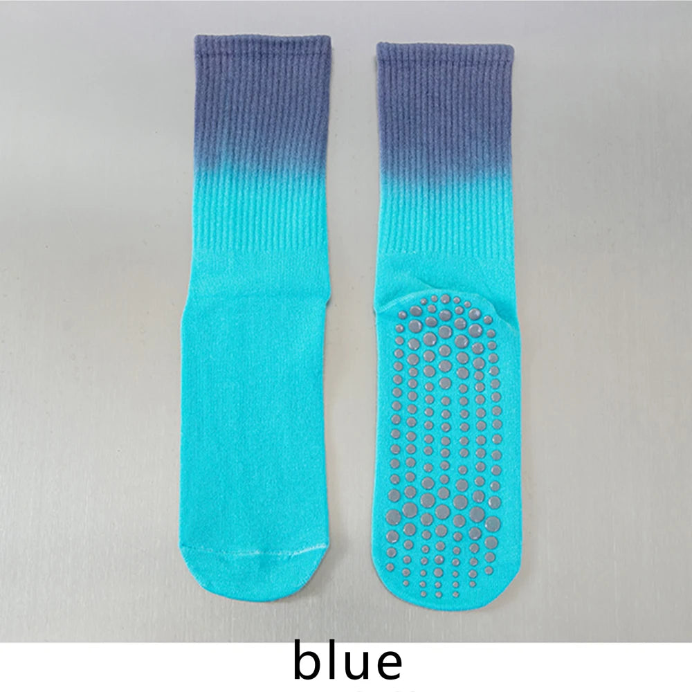 Colorful Women Cotton Mid Tube Non Slip Yoga Pilates Socks