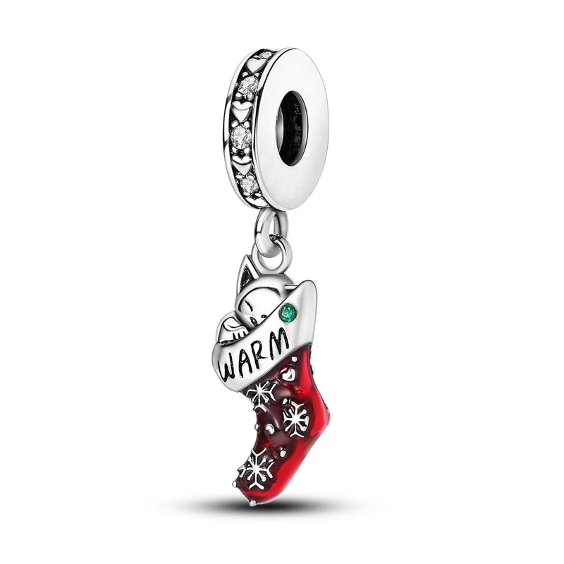 Sterling Silver Snowman Charm Beads for Bracelets Jewelry Gift KTC489