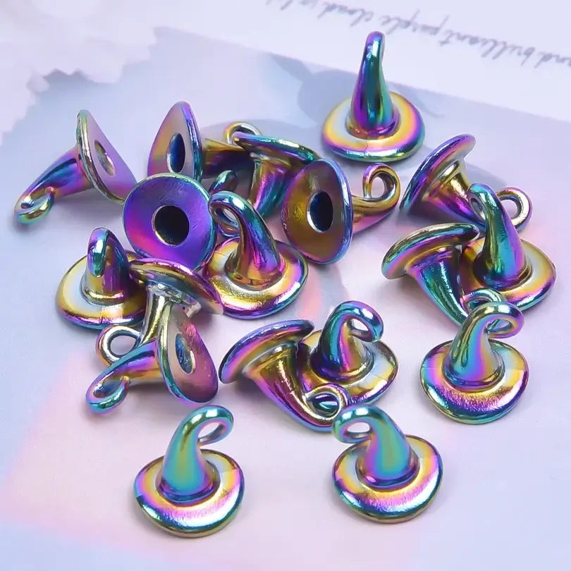 20 Pieces Lot Wicca DIY Witch Hat Charms Metal Alloy Pendants
