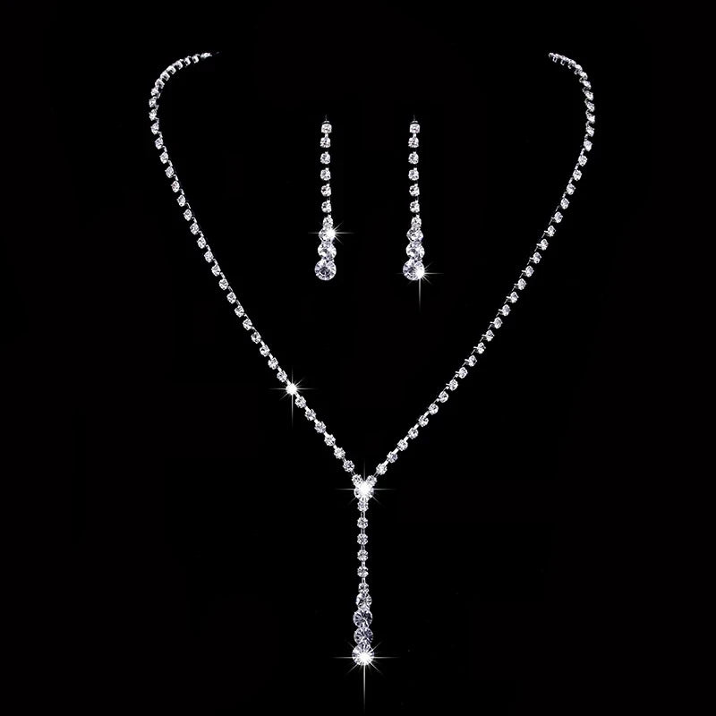 Luxury Crystal Bridal Jewelry Set with African Beads and Rhinestone Necklace and Earrings for Engagement Party Gift