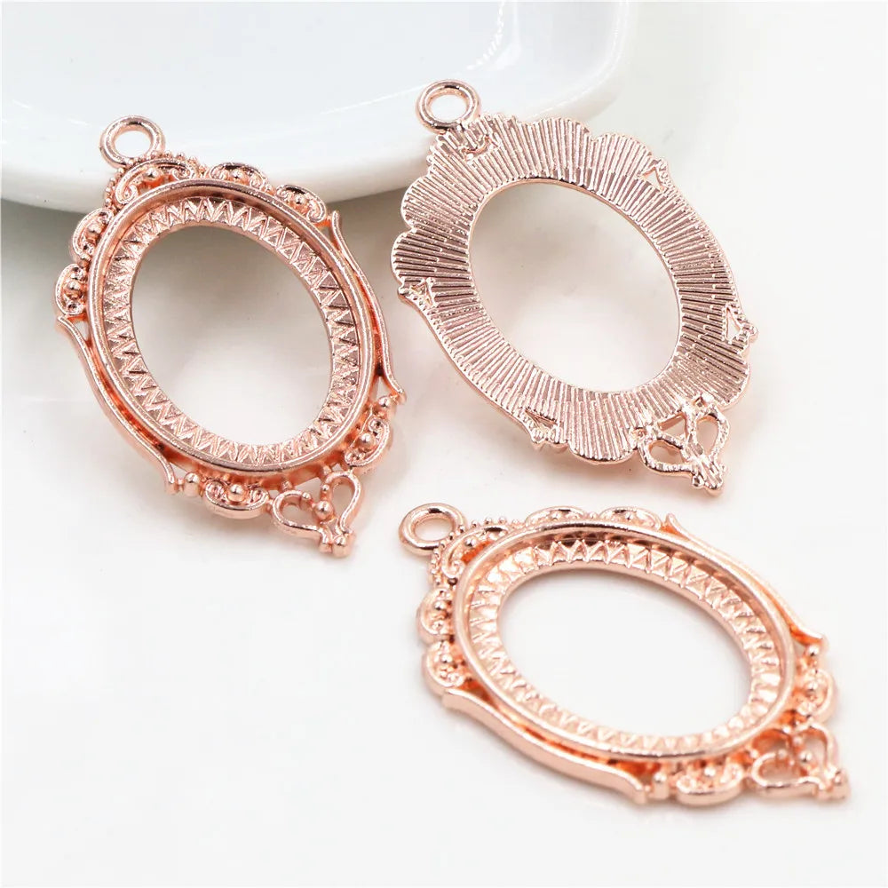 Antique Finish Cameo Cabochon Bracelet Setting Trays in Gold Silver Bronze and Rhodium 10 Pack