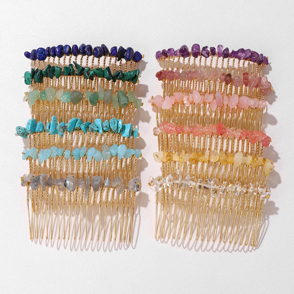 Crystal Bliss Hair Combs - Healing Quartz Stone Hair Accessories for Weddings & Special Occasions