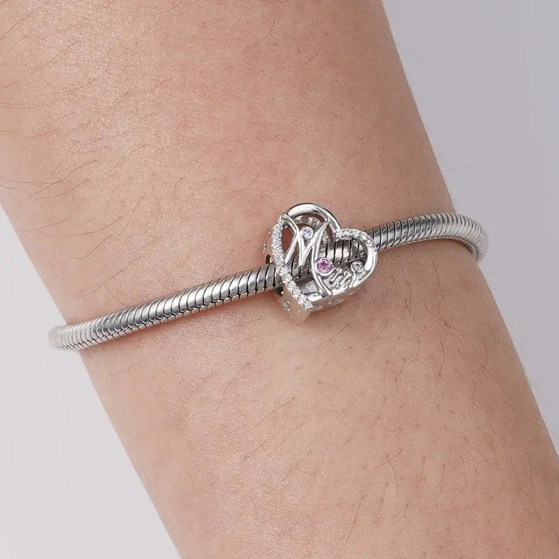 Elegant 925 Sterling Silver Bow Charm with Zircon for Mother's Day Bracelet