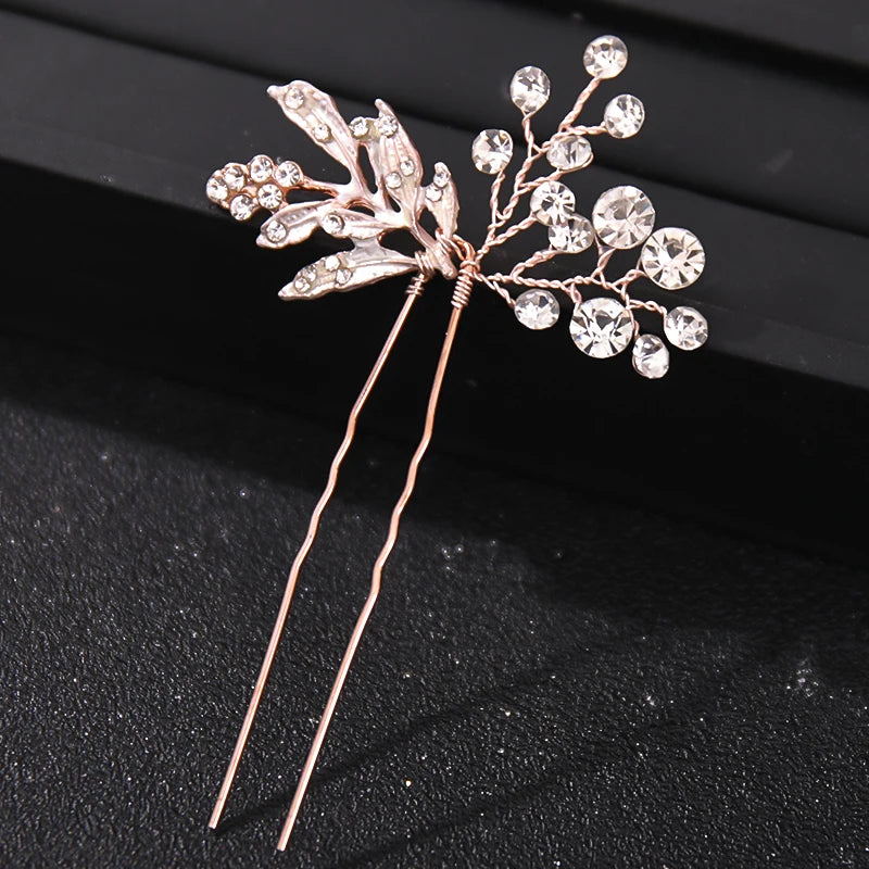 Elegant Crystal Pearl Rhinestone Hairpins for Women Bridal Party Accessories
