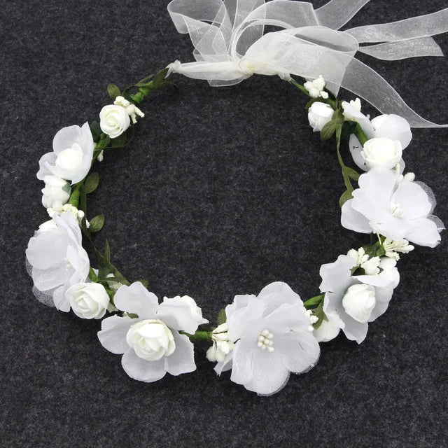 Elegant Bohemian Pearl Floral Headband for Romantic Beach Weddings
