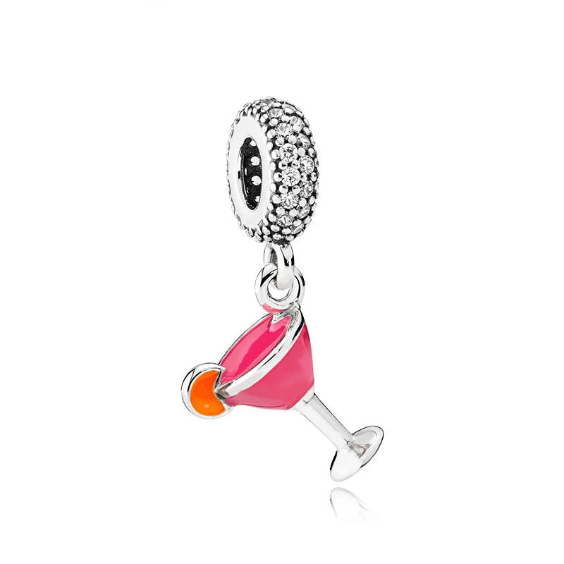 Hot Pink Murano Glass Charm Bead For 925 Bracelet Pendant