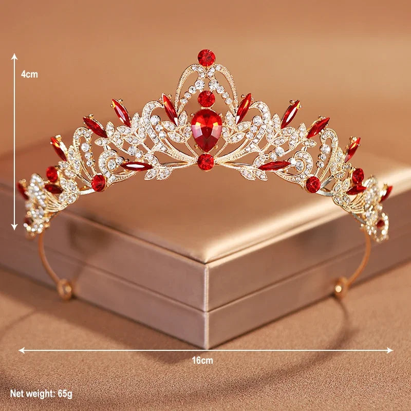 Elegant Gold Crystal Bridal Crown for Women - Trendy Wedding and Birthday Tiara