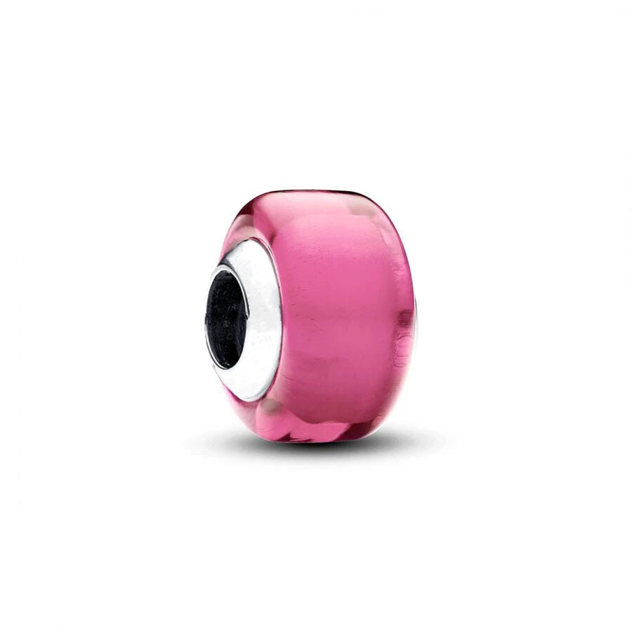 Hot Pink Murano Glass Charm Bead For 925 Bracelet Pendant