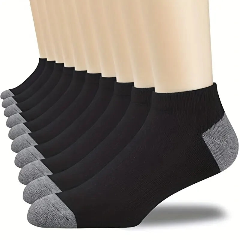 Men's Breathable Cotton Ankle Socks Comfortable Summer Low Cut Casual Socks 10 Pack