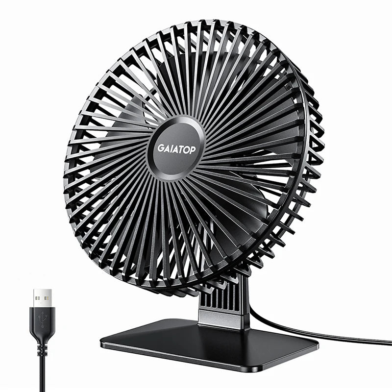 GAIATOP Desk Fan Portable USB Fan 90° Adjustable Mute 4 Speed Black