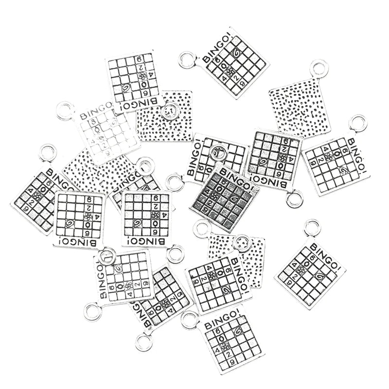Tibetan Silver Plated Bingo Charms Set for DIY Jewelry Making