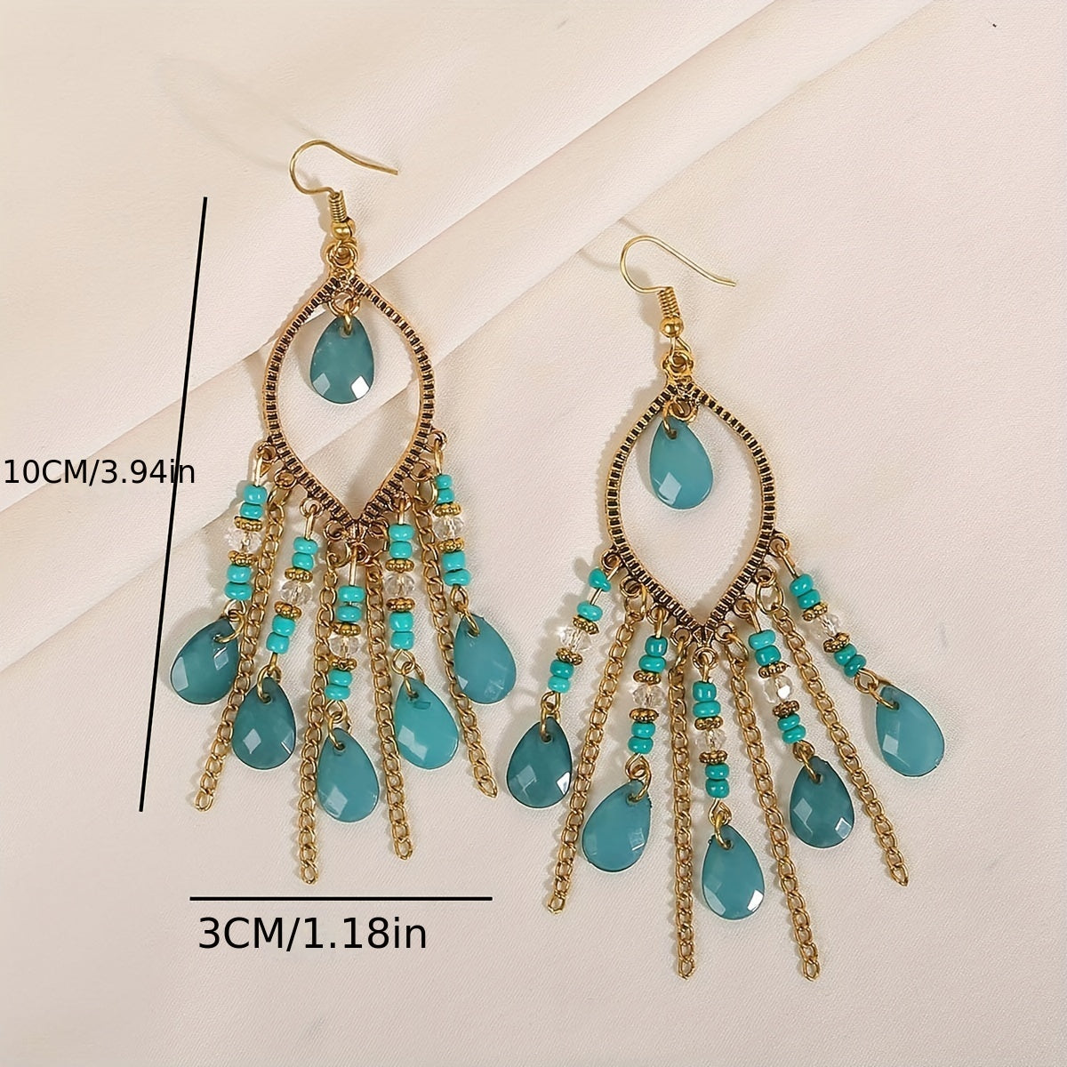 Hollow Teardrop Natural Stone Dangle Earrings for Women - Exquisite Boho Alloy Jewelry Gift