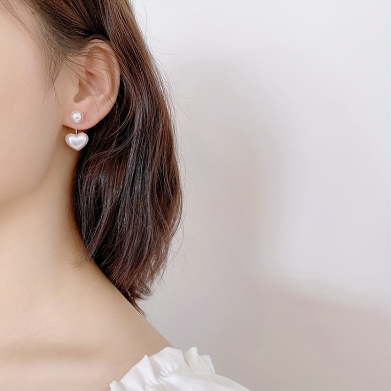Elegant Heart Pearl Drop Earrings for Women - Vintage Boho Jewelry Accessories