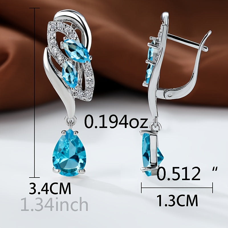 Angol Elegant Flower Dangle Earrings for Women with Golden-Tone Floral Design and Red Gemstones