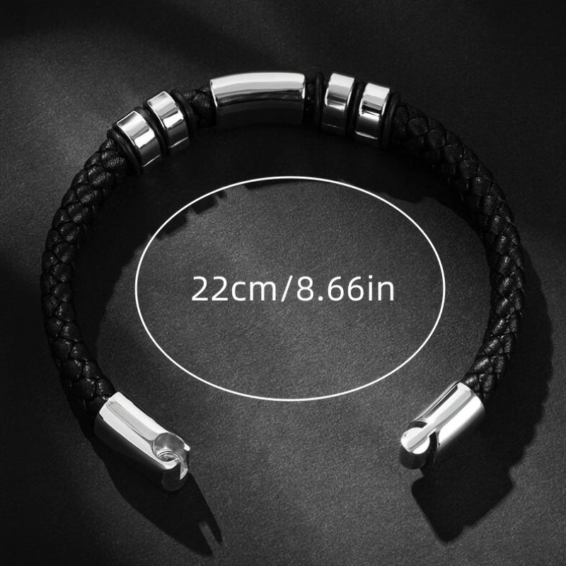 Men's Glossy PU Leather Bracelet with Magnetic Clasp - Cool Hip Hop Trend Jewelry