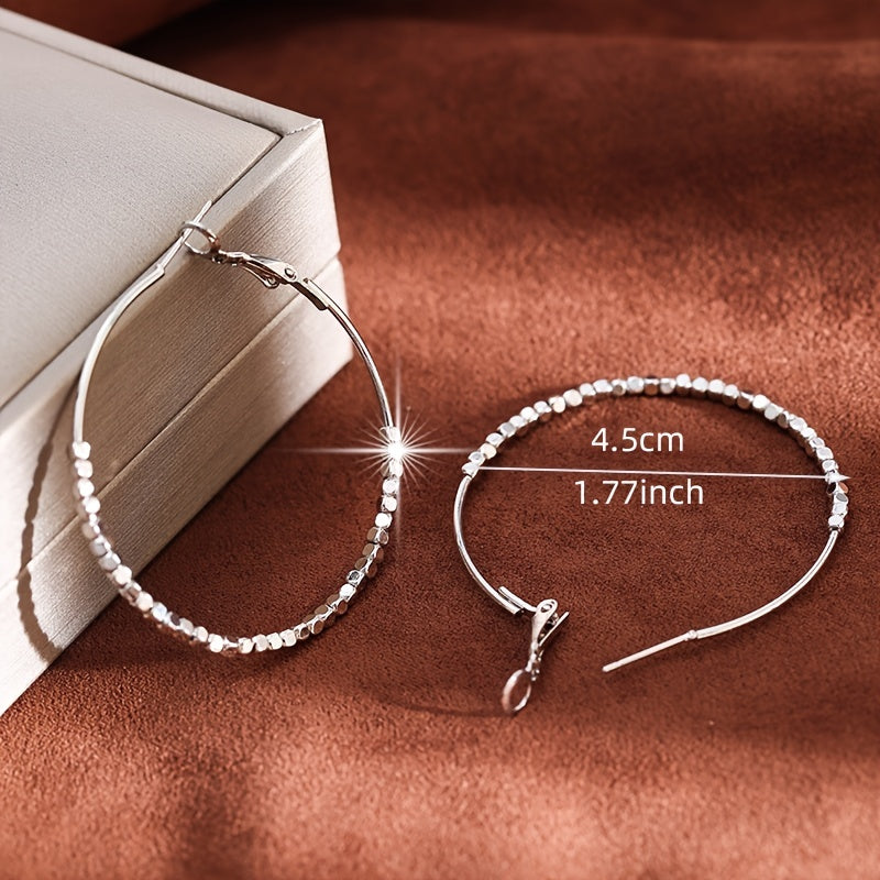 Elegant Cubic Beads Hoop Earrings for Women 18K Gold Plated Jewelry