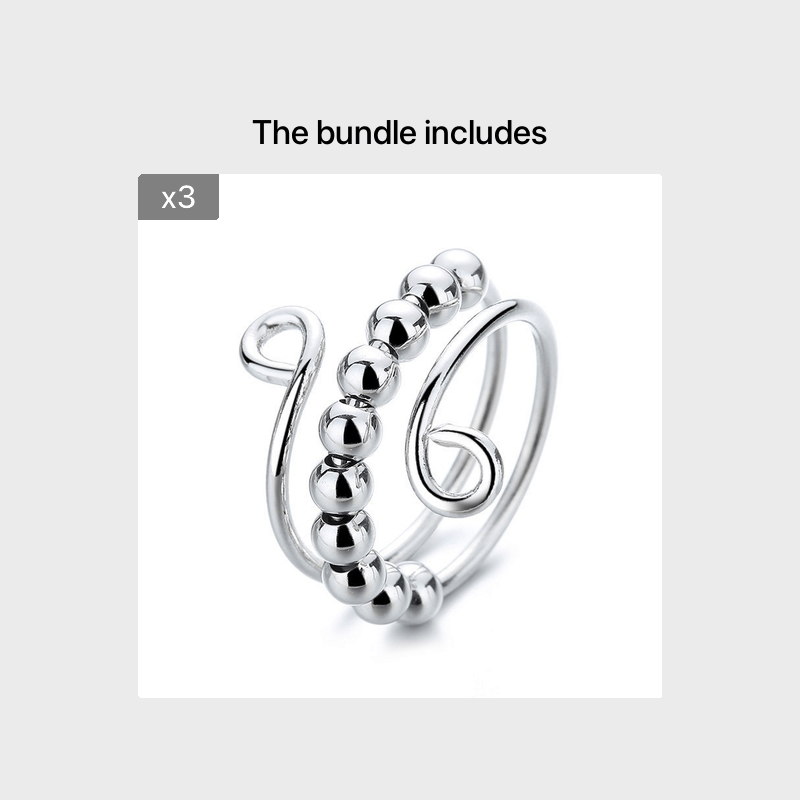 Dainty Rotatable Bead Fidget Ring Adjustable Platinum Plated Anti-Stress Jewelry