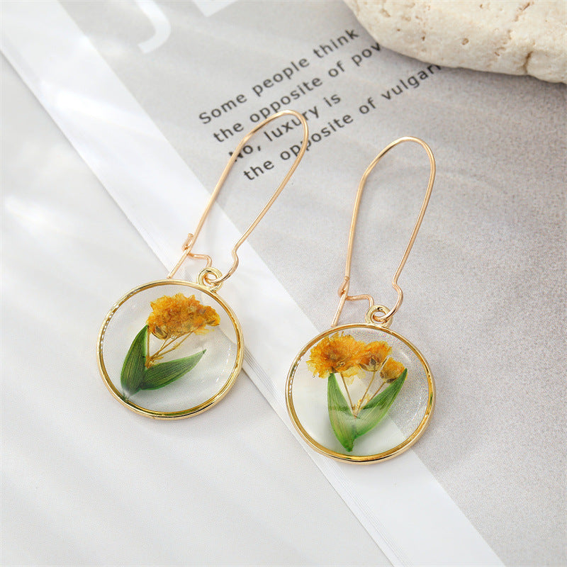 Dried Flower Leaf Pendant Earrings - Hypoallergenic Boho Jewelry for Women