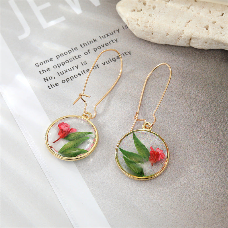 Dried Flower Leaf Pendant Earrings - Hypoallergenic Boho Jewelry for Women