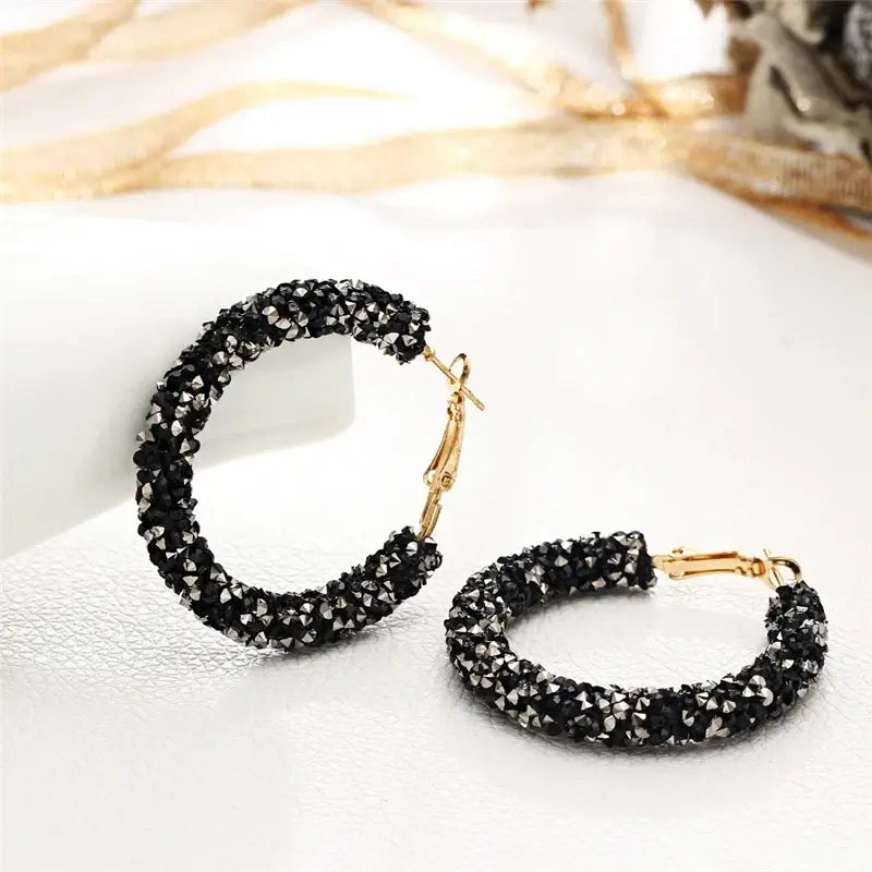 Fashion Crystal Hoop Earrings for Women - Elegant Rhinestone Jewelry