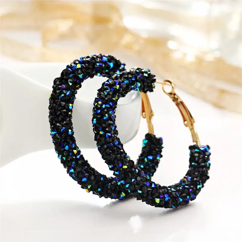 Fashion Crystal Hoop Earrings for Women - Elegant Rhinestone Jewelry