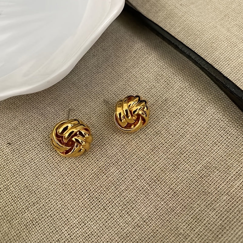 Elegant Alloy Twist Knot Stud Earrings for Women Daily and Party Wear